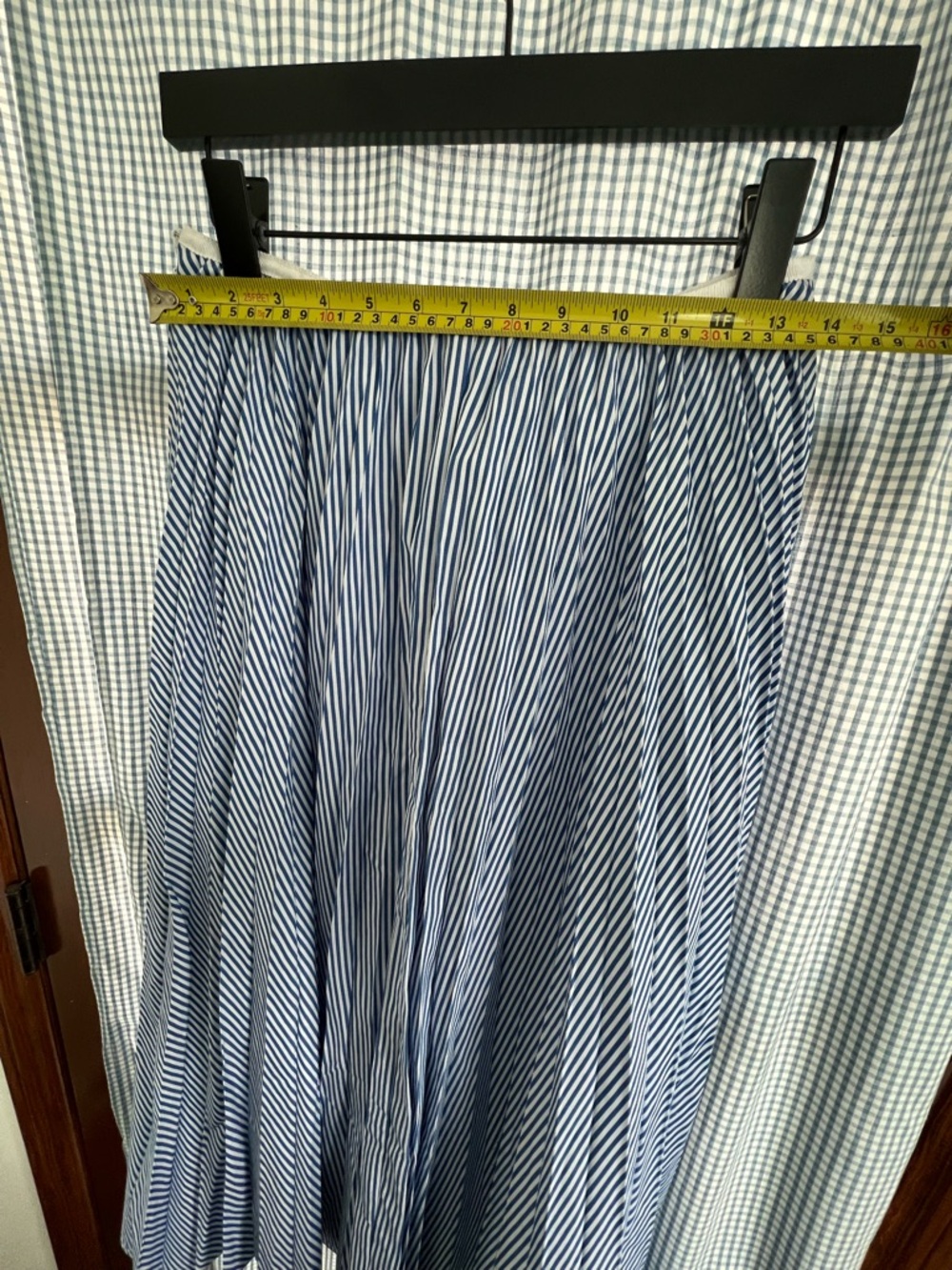 Never Worn J. Crew Blue and White Striped A-Line Midi Skirt - Picture 4 of 5